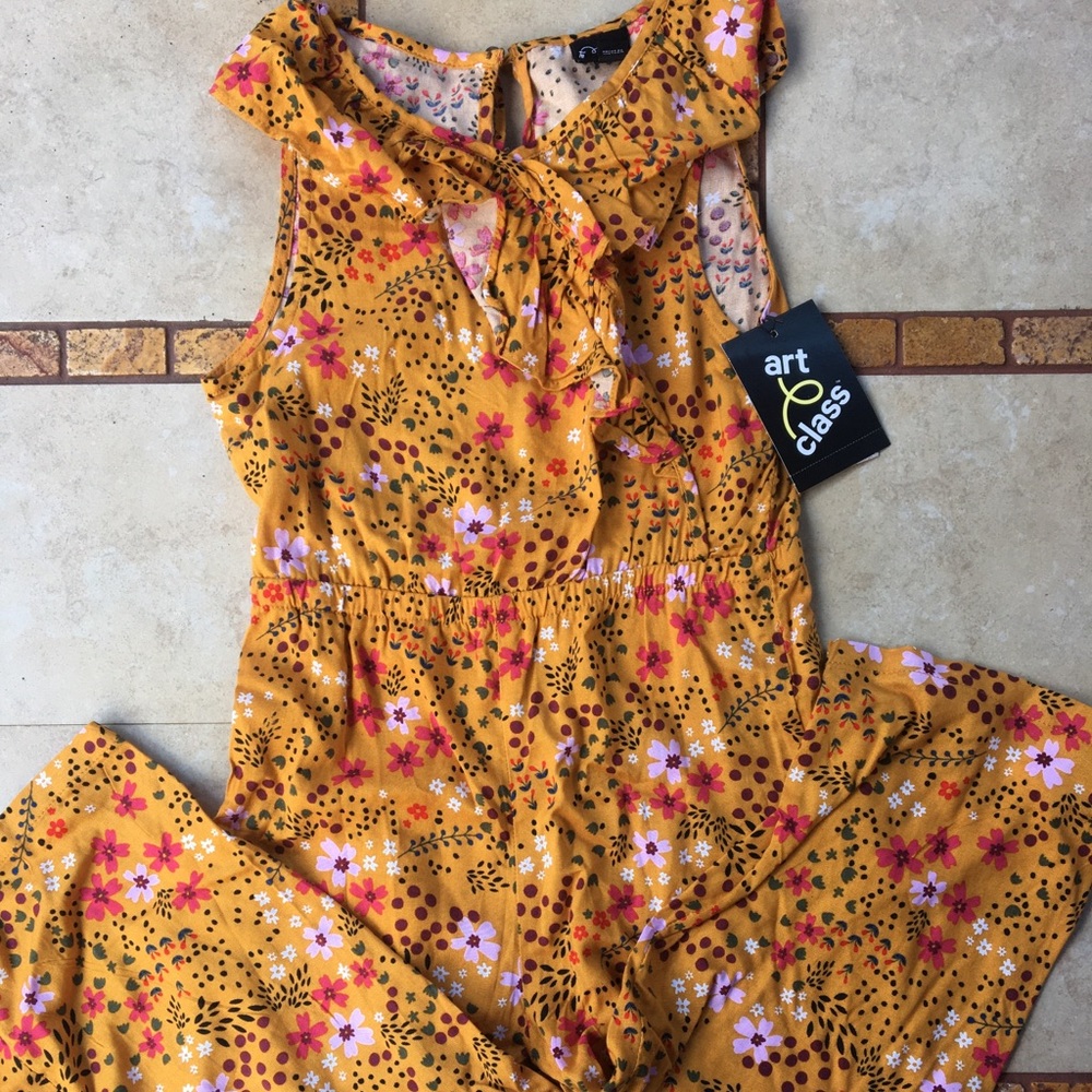 Floral mustard romper
